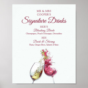 Handtekening Drink Rood en Wijn Dance Wedding Poster