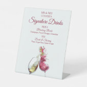 Handtekening Drink Rood en Wijn Dance Wedding Reclamebord Met Voetstuk (Voorkant)