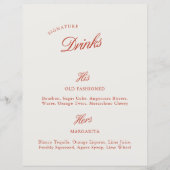 Handtekening Drink Rood & Ivoor Wedding Menu (Voorkant)