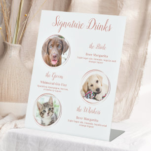 Handtekening Drink Roos Gold Pet Wedding 3 Foto's Reclamebord Met Voetstuk