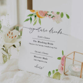 Handtekening Drink Roze Citrus Fruit Sign Reclamebord Met Voetstuk