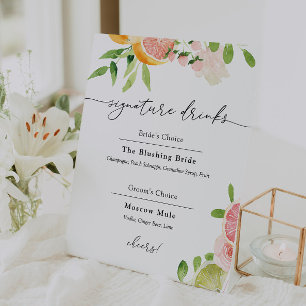 Handtekening Drink Roze Citrus Fruit Sign Reclamebord Met Voetstuk