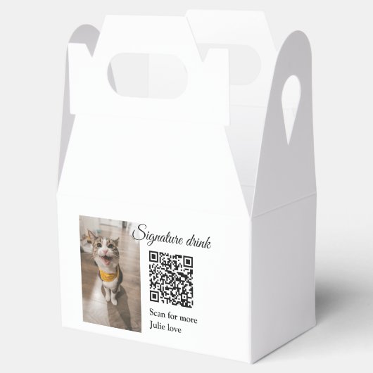 Handtekening drink scan QR-code voeg foto naam toe Bedankdoosjes (Geopend)