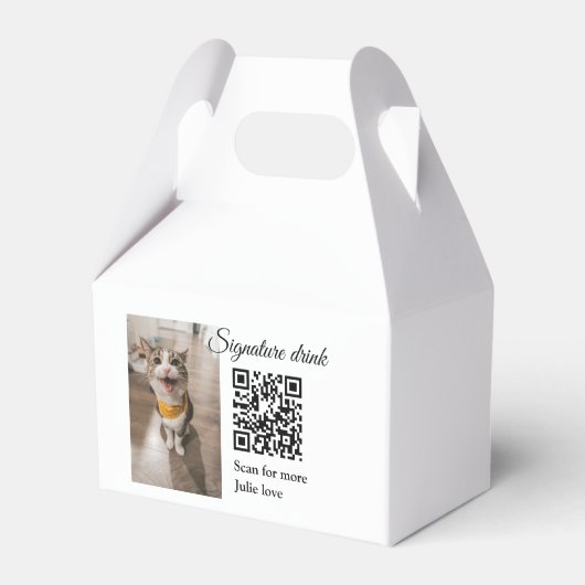 Handtekening drink scan QR-code voeg foto naam toe Bedankdoosjes (Voorkant Zijde)