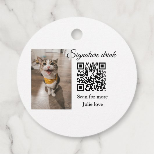 Handtekening drink scan QR-code voeg foto naam toe Bedankjes Labels (Achterkant)