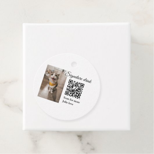 Handtekening drink scan QR-code voeg foto naam toe Bedankjes Labels (In situ)