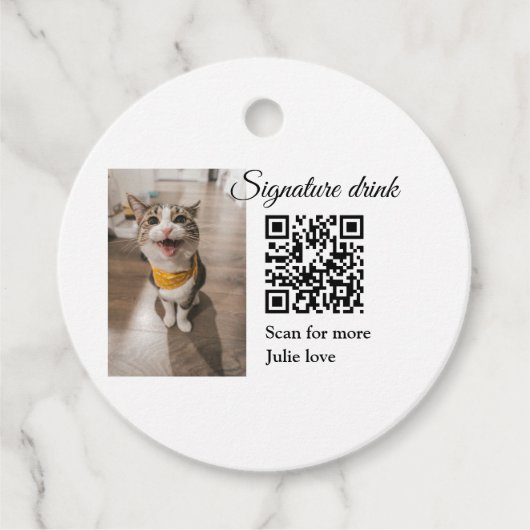 Handtekening drink scan QR-code voeg foto naam toe Bedankjes Labels (Voorkant)