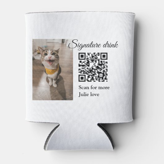 Handtekening drink scan QR-code voeg foto naam toe Blikjeskoeler (Voorkant)