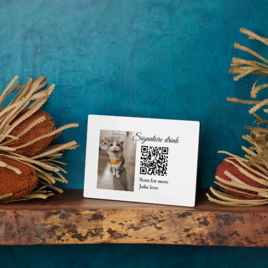 Handtekening drink scan QR-code voeg foto naam toe Fotoplaat (Zijkant)