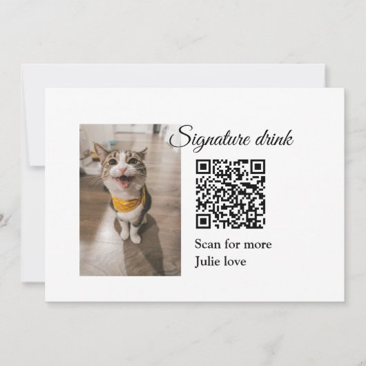 Handtekening drink scan QR-code voeg foto naam toe Kaart (Voorkant)