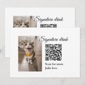 Handtekening drink scan QR-code voeg foto naam toe Kaart (Voorkant / Achterkant)