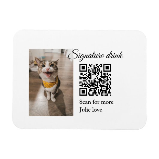 Handtekening drink scan QR-code voeg foto naam toe Magneet (Horizontaal)