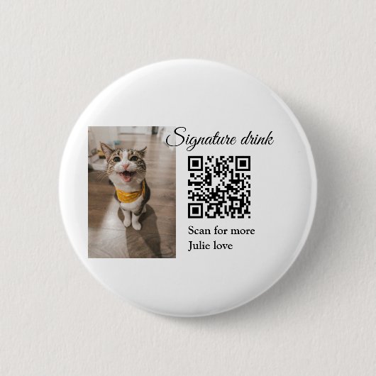 Handtekening drink scan QR-code voeg foto naam toe Ronde Button 5,7 Cm (Voorkant)