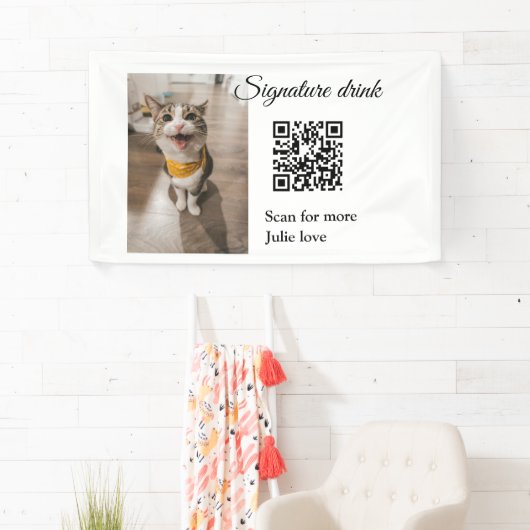 Handtekening drink scan QR-code voeg foto naam toe Spandoek (Insitu)