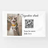 Handtekening drink scan QR-code voeg foto naam toe Spandoek (Horizontaal)