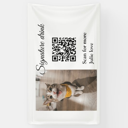 Handtekening drink scan QR-code voeg foto naam toe Spandoek (Verticaal)