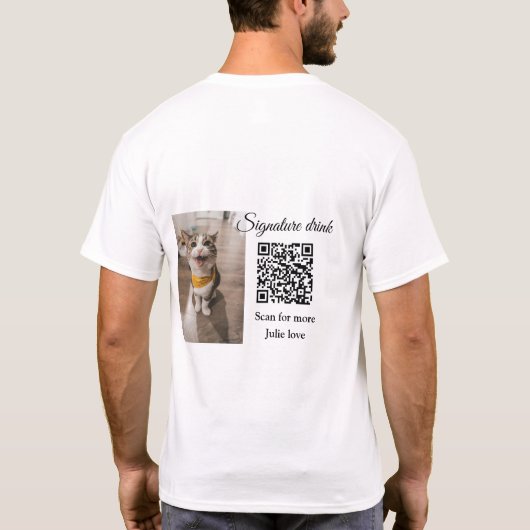 Handtekening drink scan QR-code voeg foto naam toe T-shirt (Achterkant)