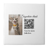 Handtekening drink scan QR-code voeg foto naam toe Tegeltje (Voorkant)