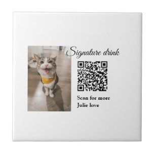 Handtekening drink scan QR-code voeg foto naam toe Tegeltje
