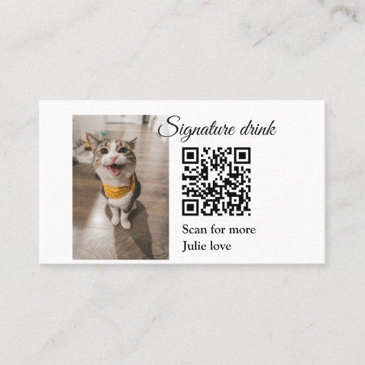 Handtekening drink scan QR-code voeg foto naam toe Visitekaartje (Voorkant)
