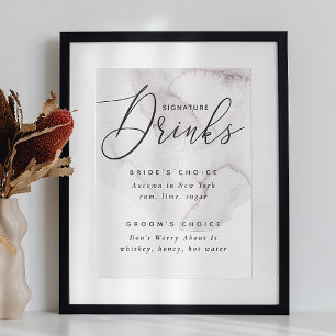 Handtekening drink. Stoffige paarse elegante bruil Poster