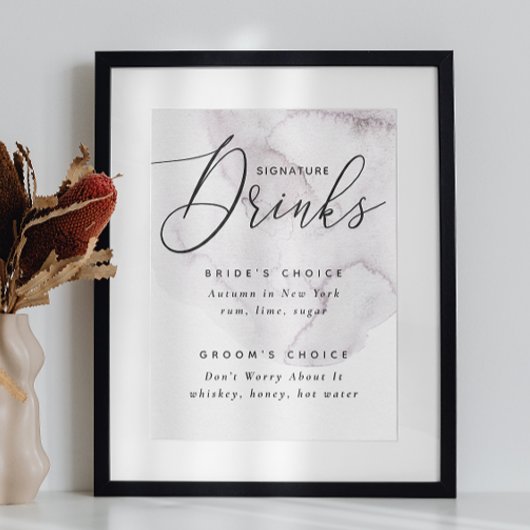 Handtekening drink. Stoffige paarse elegante bruil Poster
