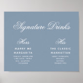 Handtekening Drink Stusty Blue Simple Wedding Sign Poster (Voorkant)