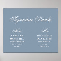 Handtekening Drink Stusty Blue Simple Wedding Sign