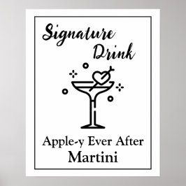 Handtekening Drink teken voor bruiloft Bar Martini Poster