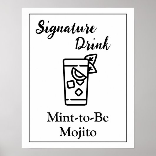 Handtekening Drink teken voor bruiloft bar Poster (Voorkant)