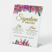 Handtekening Drink Tropical Garden Wedding Reclamebord Met Voetstuk (Voorkant)