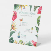Handtekening Drink Tropical Oases Flowers Lijst Reclamebord Met Voetstuk (Voorkant)