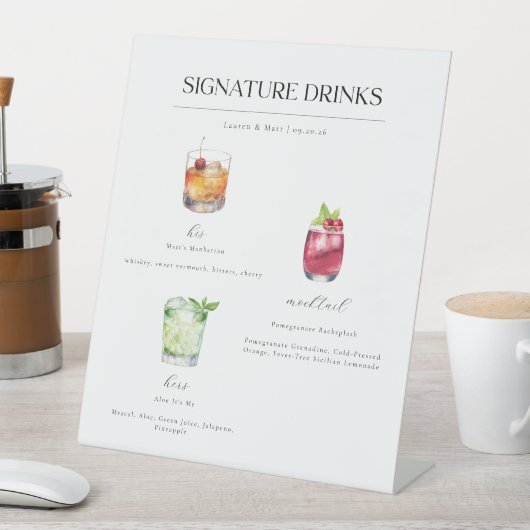 Handtekening Drink trouwcocktails Reclamebord Met Voetstuk (Insitu)