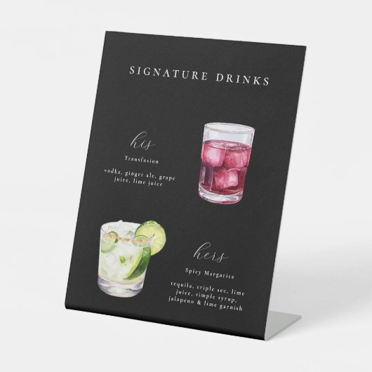 Handtekening Drink trouwcocktails Reclamebord Met Voetstuk (Voorkant)