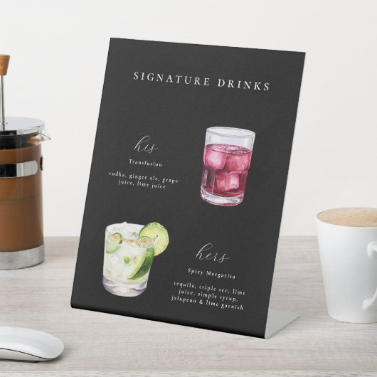 Handtekening Drink trouwcocktails Reclamebord Met Voetstuk (Insitu)