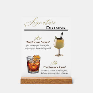 Handtekening Drink Trouwteken Acryl Acryl Bord