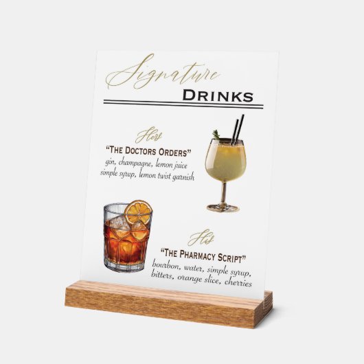 Handtekening Drink Trouwteken Acryl Acryl Bord (Hoek)