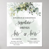 Handtekening Drink Weddenschap Ontvangst Eucalyptu Poster (Voorkant)