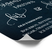 Handtekening Drink Wedding Wine Flowers Navy Sign Poster (Hoek)