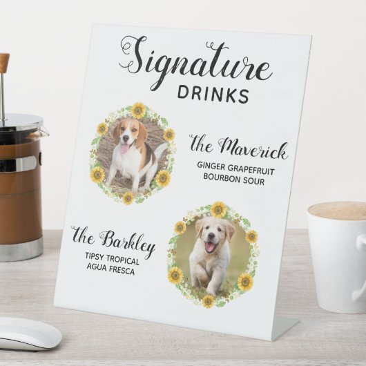 Handtekening Drink Zonnebloem Weddenschap Foto Ped Reclamebord Met Voetstuk (Insitu)