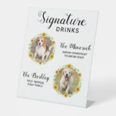 Handtekening Drink Zonnebloem Weddenschap Foto Ped Reclamebord Met Voetstuk (Voorkant)