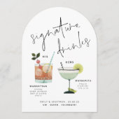 Handtekening Drinken Aangepaste Cocktails Boog Bar Kaart (Voorkant)