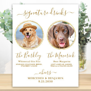 Handtekening Drinken Aangepaste foto Gold Pet Wedd Poster