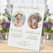 Handtekening Drinken Aangepaste foto Gold Pet Wedd Reclamebord Met Voetstuk