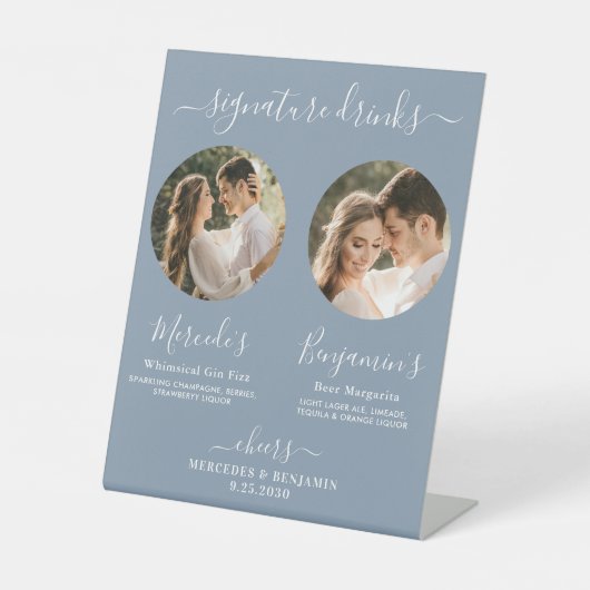 Handtekening Drinken Aangepaste foto Stusty Blue W Reclamebord Met Voetstuk (Voorkant)