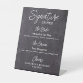 Handtekening Drinken Aangepaste Rustic Wedding Bar Reclamebord Met Voetstuk (Voorkant)