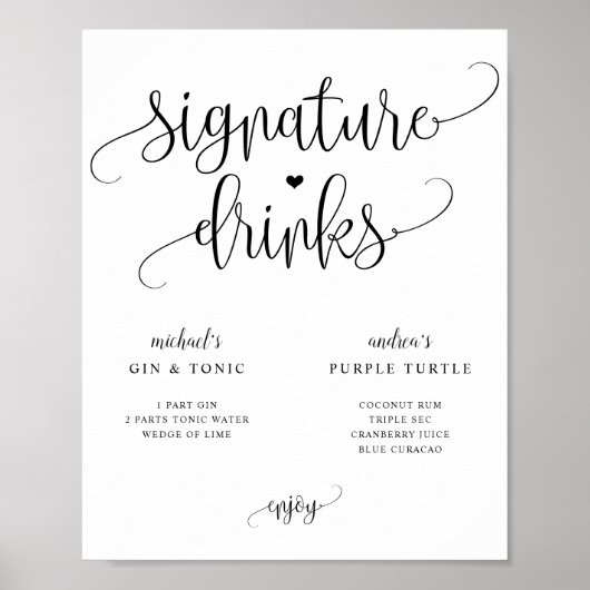 Handtekening Drinken Bieden Twitter Rustic Calligr Poster (Voorkant)