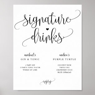 Handtekening Drinken Bieden Twitter Rustic Calligr Poster
