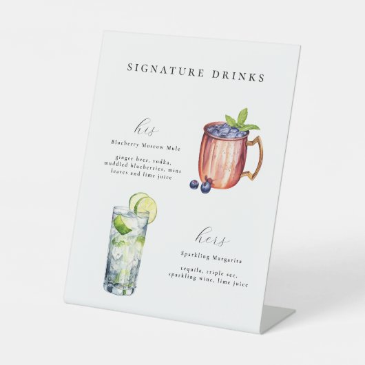 Handtekening Drinken Bruiloft Reclamebord Met Voetstuk (Voorkant)