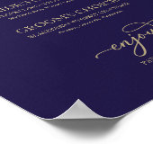 Handtekening Drinken Chic Gold Script Navy Blue Poster (Hoek)